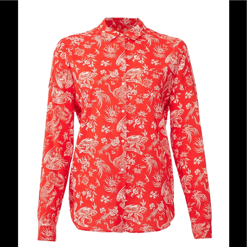 Scotch Soda Oversized Tiger Printed Shirt Top